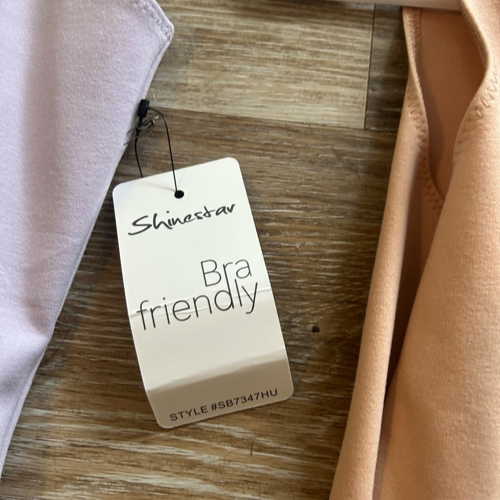 NWT ShineStar Lot of 2 Bodysuits Nude & Lavender Medium - Picture 5 of 11